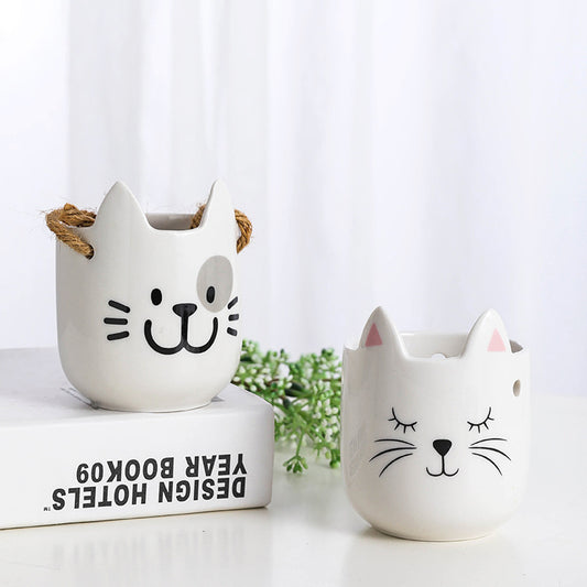 Cute Cat Hanging Flower Pot